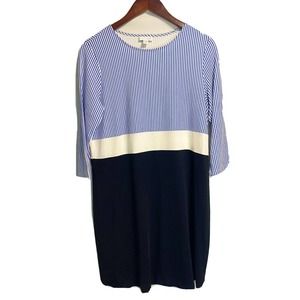 J. Jill Womens Tunic Sheath Dress‎ Striped Colorblock 3/4 Sleeve Petite Medium